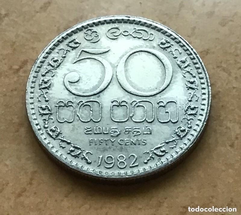 Monedas antiguas de Asia: 50 centavos de Sri Lanka. A&ntilde;o 1982