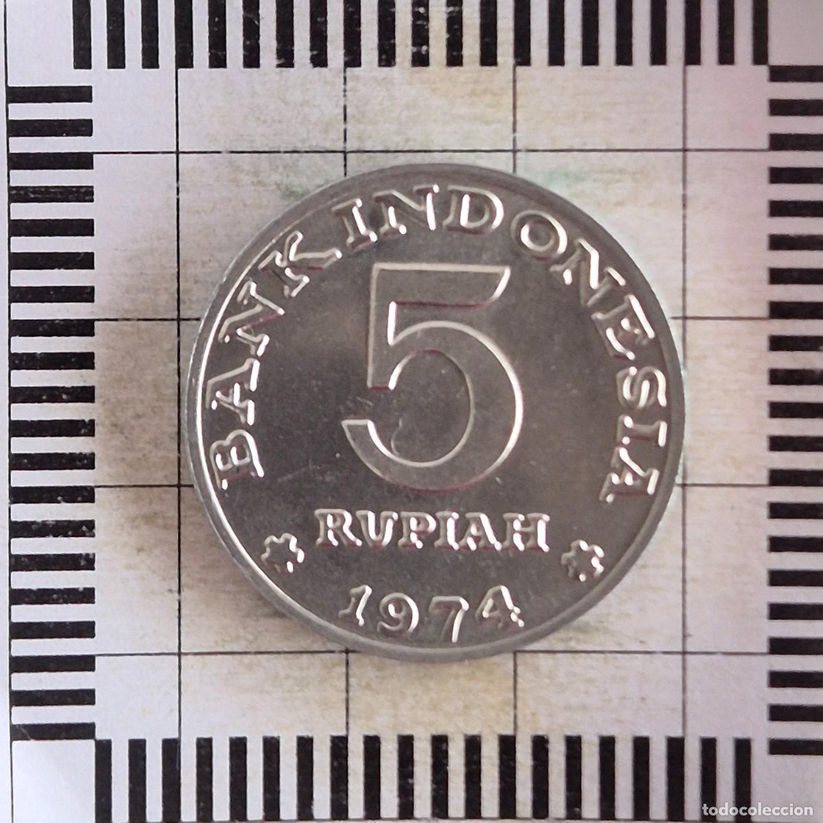 Monedas antiguas de Asia: 5 RUPIAH, INDONESIA. 1974. (KM#37).