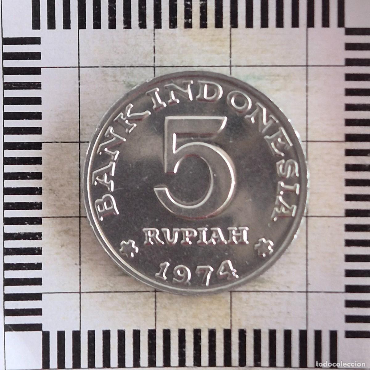 Monedas antiguas de Asia: 5 RUPIAH, INDONESIA. 1974. (KM#37).