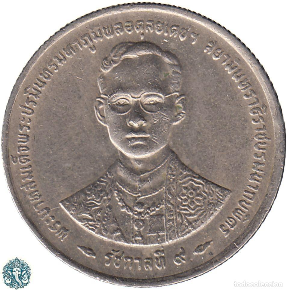 Monedas antiguas de Asia: TAILANDIA 1 Baht 2539 ๒๕๓๙ (1996) 50 aniversario de la coronaci&oacute;n de Rama IX Y#330 THAILANDIA