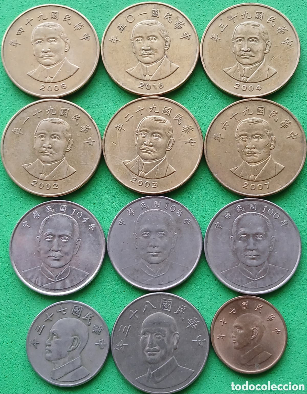 Monedas antiguas de Asia: Taiwan lote 12 monedas/diferentes fechas.