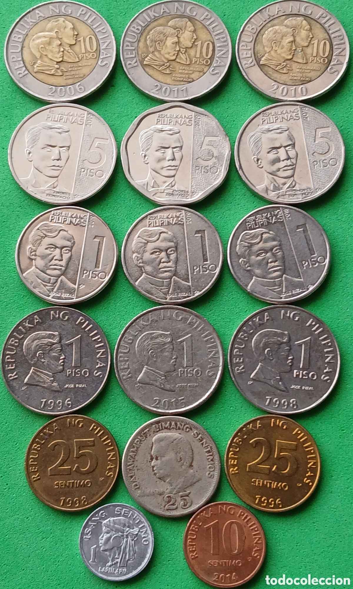 Monedas antiguas de Asia: Filipinas lote 17 monedas/ diferentes fechas.