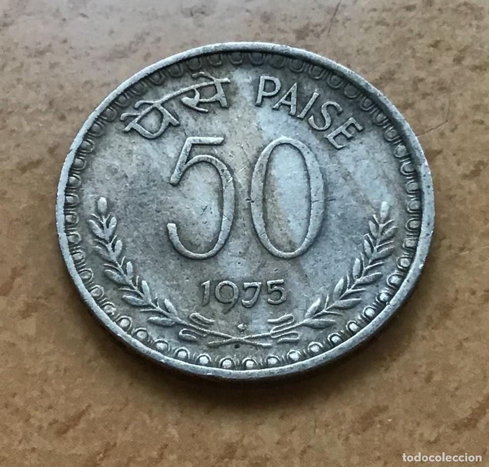 Monedas antiguas de Asia: 50 paisa de India. A&ntilde;o 1975. Ceca de Bombay