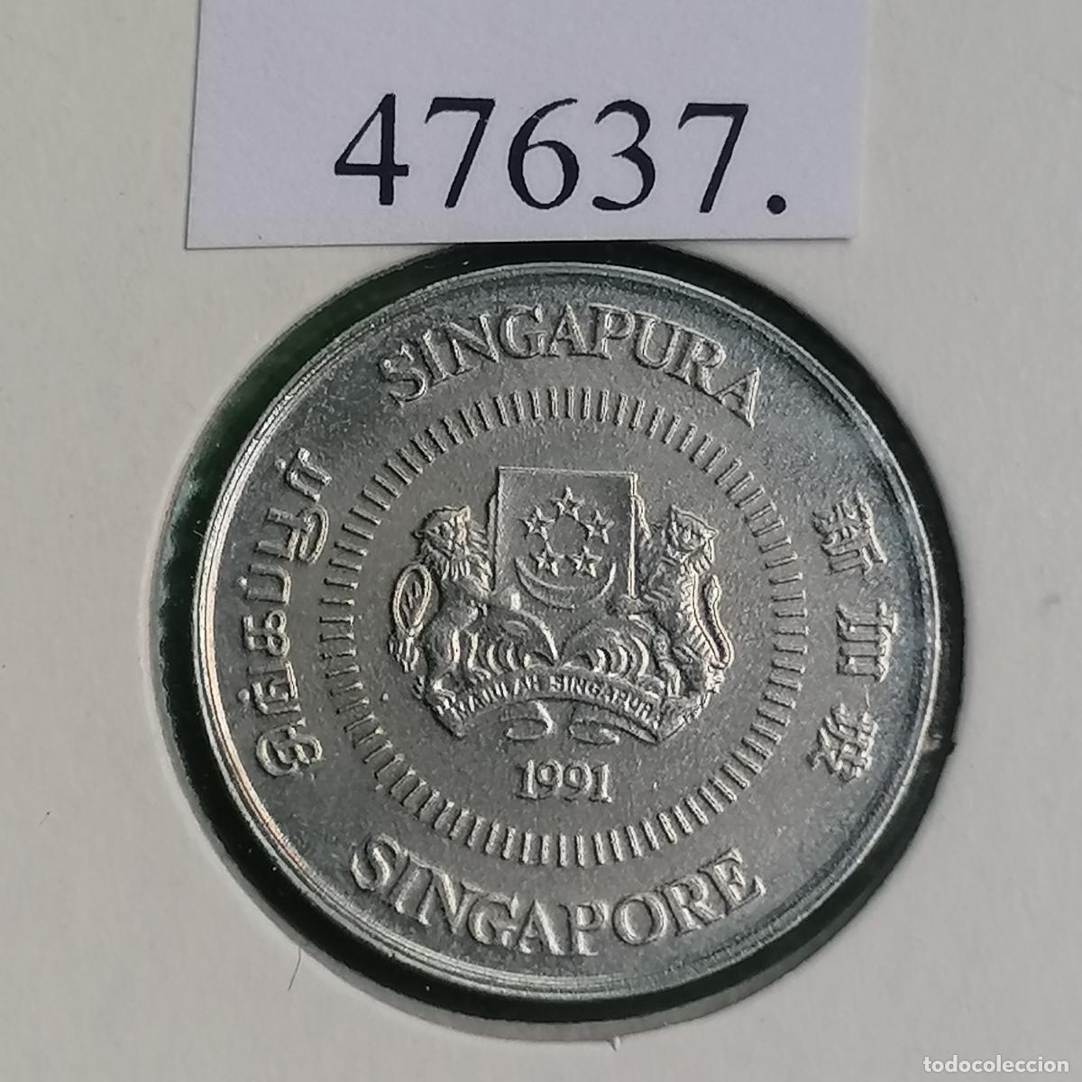 Monedas antiguas de Asia: Singapur 10 c&eacute;ntimos 1991