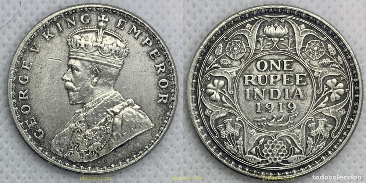 Monedas antiguas de Asia: 2492 INDIA 1919 INDIA 1919 ONE RUPEE