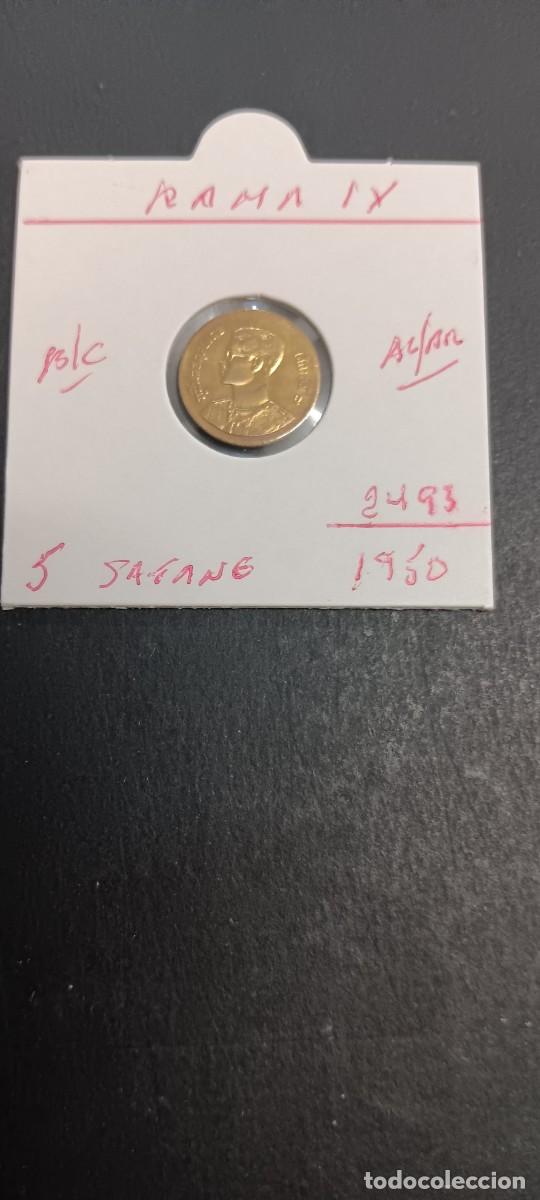 Monedas antiguas de Asia: THAILANDIA 5 SATANG 1950(2493) BC KM=72a (ALUMINIO-BRONCE)