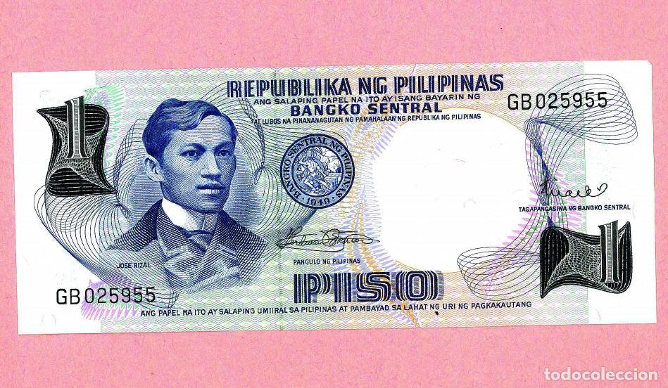Monedas antiguas de Asia: Filipinas Billet de Banque Nota Banknote Bill 1 Piso Jos&eacute; Rizal
