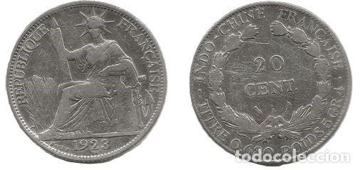 Monedas antiguas de Asia: Moneda Plata Indochina Francesa 1923