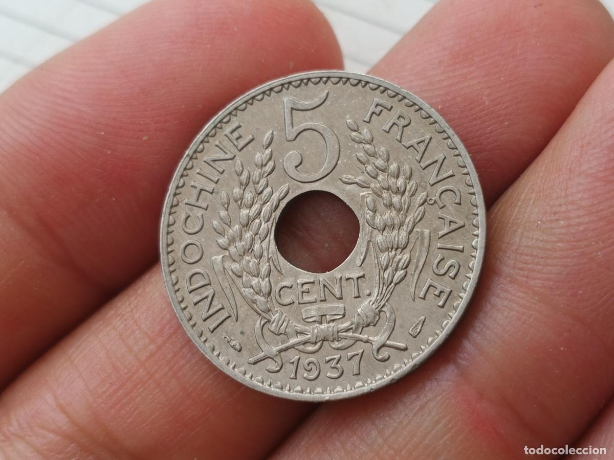 Monedas antiguas de Asia: INDOCHINA FRANCESA, 5 Cents, 1937, Paris, Cobre - n&iacute;quel EBC