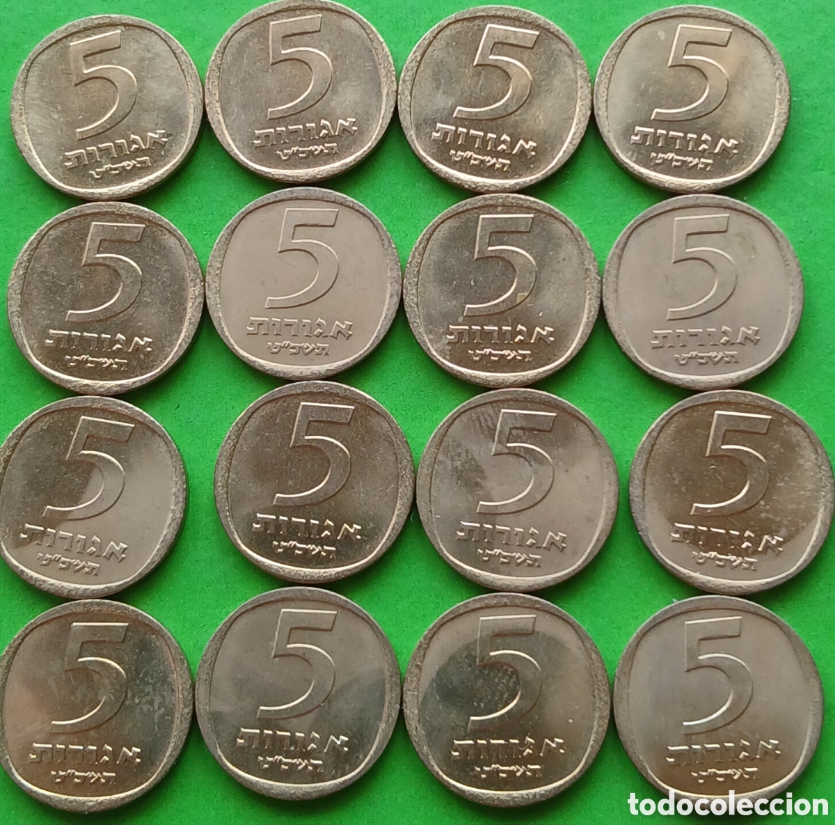 Monedas antiguas de Asia: Israel 5 agorot 1969 &times; 16 monedas. Km#25