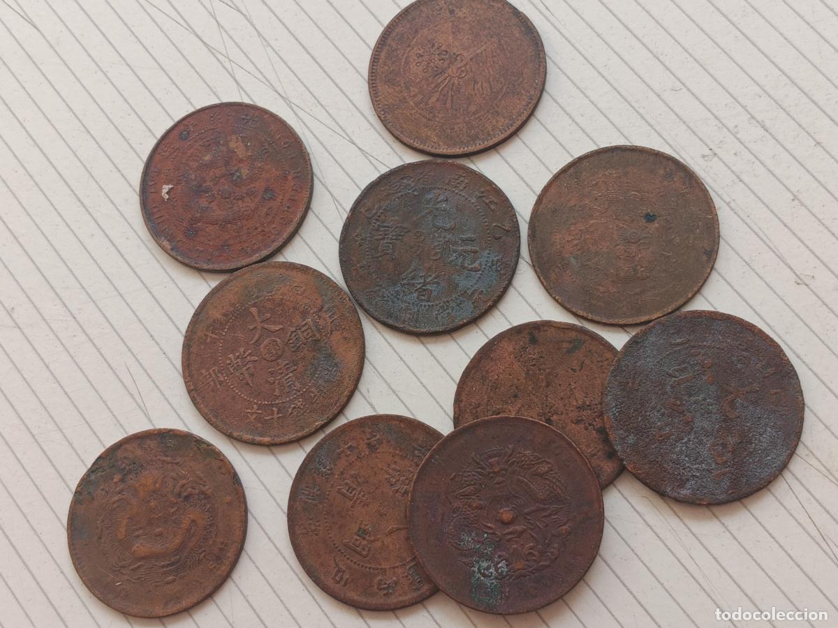 Monedas antiguas de Asia: Lote de 10 monedas originales y antiguas. China. 10 cash