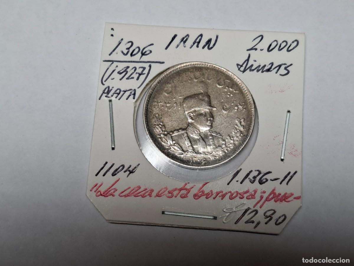 Monedas antiguas de Asia: 2000 DINARES de PLATA de 1927 KM 1104 IRAN en BC+