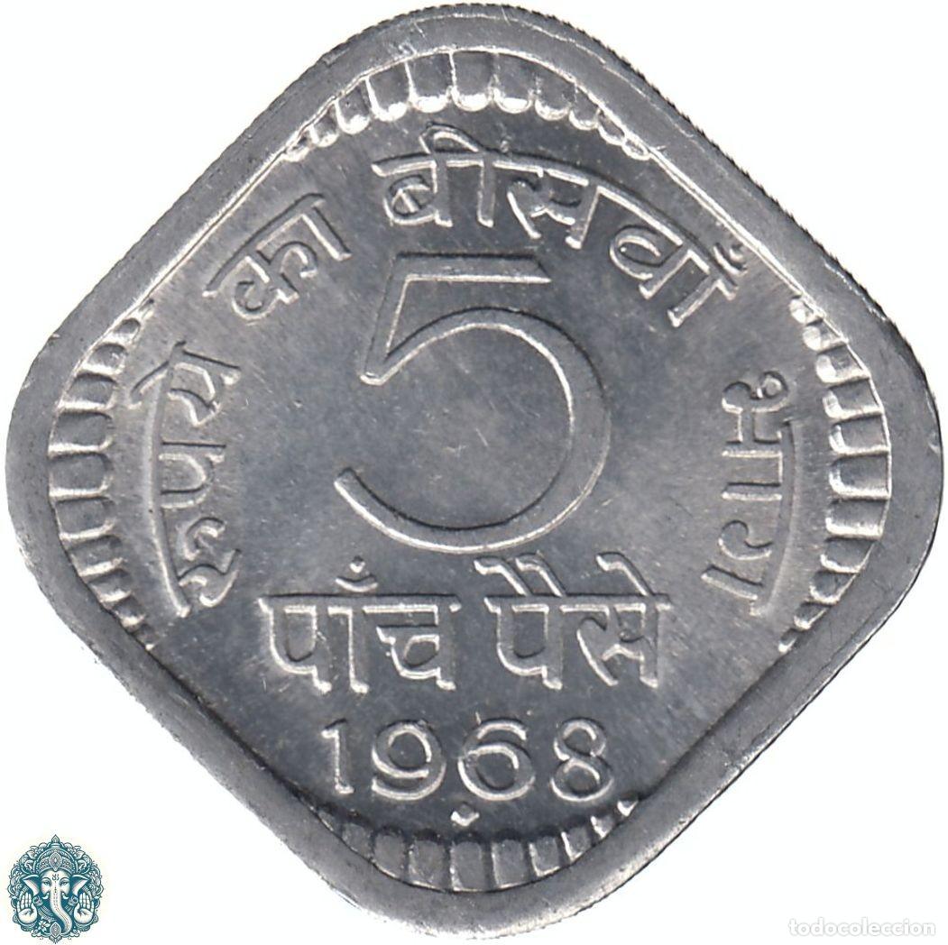 Monedas antiguas de Asia: INDIA 5 Paise 1968 Ceca Bombay &diams; KM#18.3