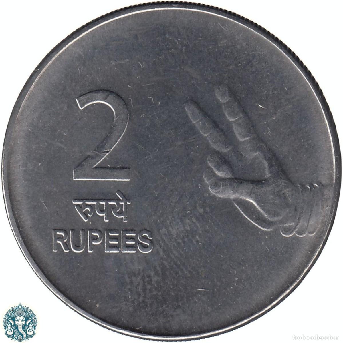 Monedas antiguas de Asia: INDIA 2 Rupias 2008 Ceca Hyderabad ☆ KM#327