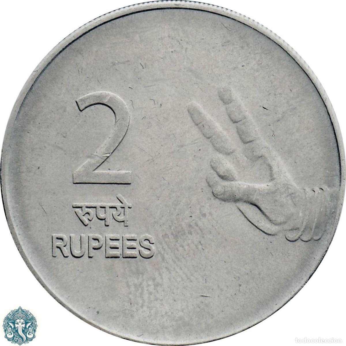 Monedas antiguas de Asia: INDIA 2 Rupias 2008 Ceca Hyderabad ☆ KM#327