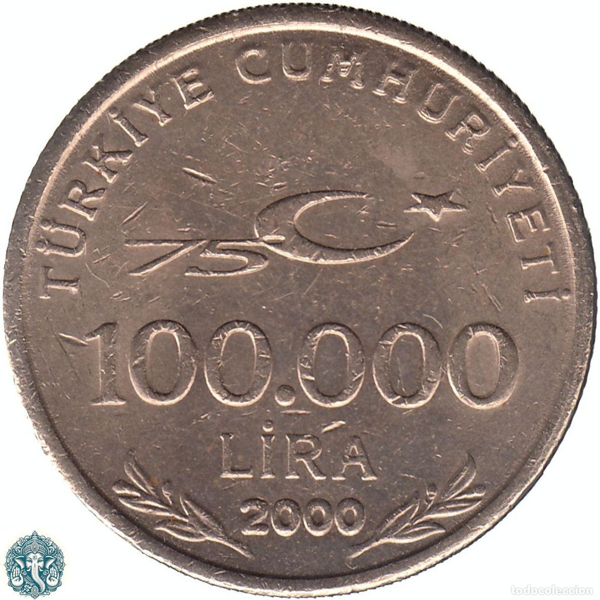 Monedas antiguas de Asia: TURQU&Iacute;A 100.000 Liras 2000 Mustafa Kemal Atat&uuml;rk KM#1078