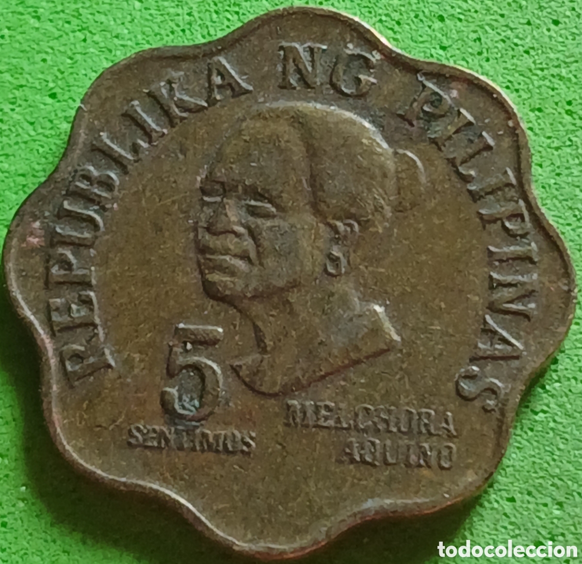 Monedas antiguas de Asia: Filipinas 5 c&eacute;ntimos 1977 km#206 sin marca de ceca
