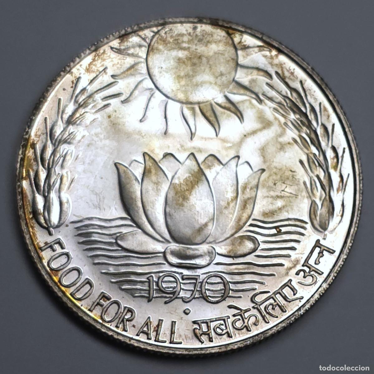 Monedas antiguas de Asia: MONEDA PLATA INDIA 10 RUPIAS 1970 FAO - ALIMENTOS PARA TODOS