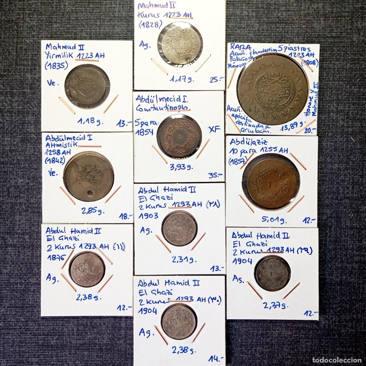 Monnaies anciennes d'Asie: ⚜️ BBG2 6. Plata (5). Colecci&oacute;n Imperio Otomano: 10 Monedas Clasificadas con Fichas Hist&oacute;ricas