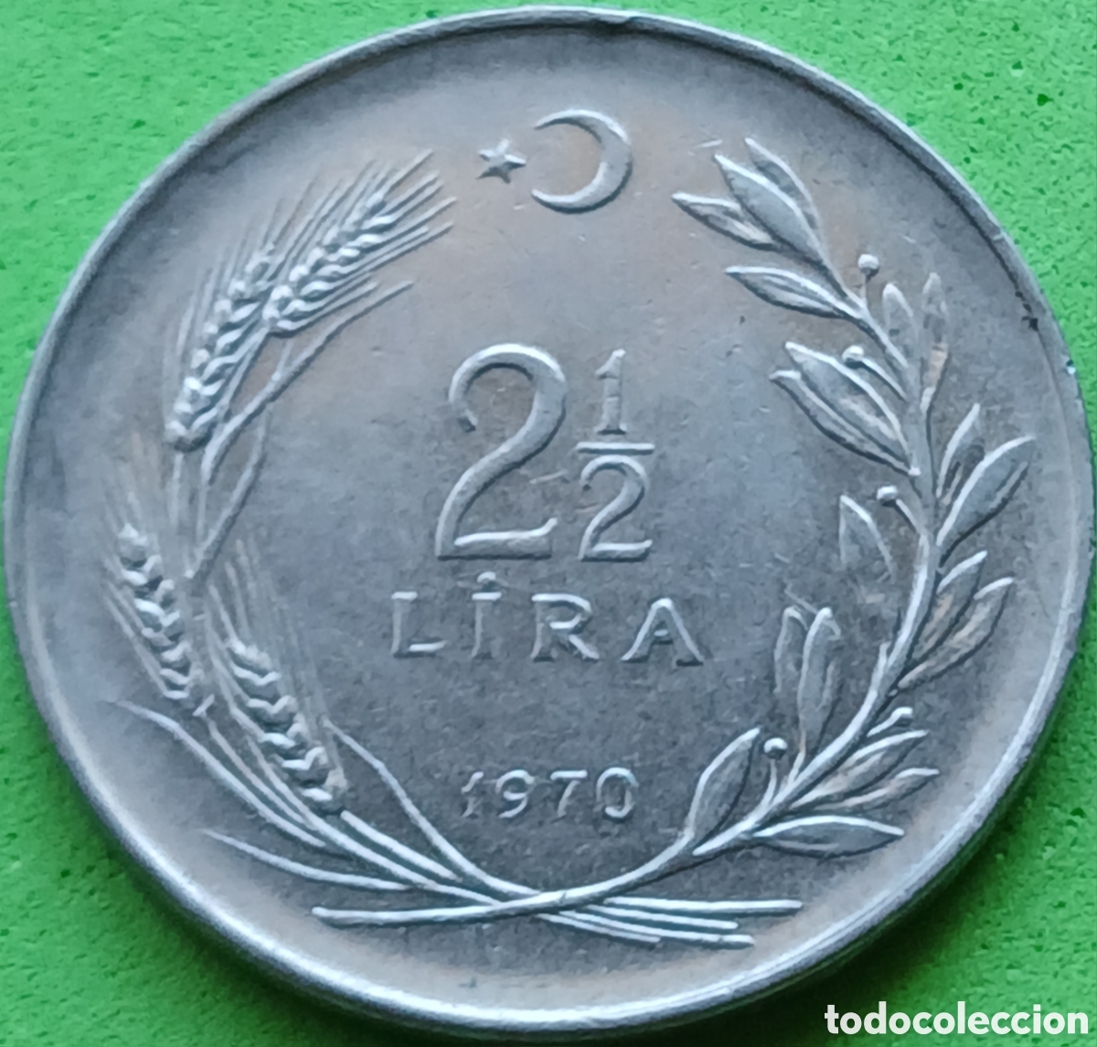 Monedas antiguas de Asia: Turqu&iacute;a 2&frac12; liras 1970 km#893.2