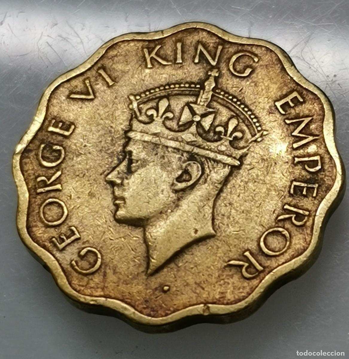 Monedas antiguas de Asia: India-Brit&aacute;nica - Moneda de 1 Anna - Rey Jorge VI 1943.