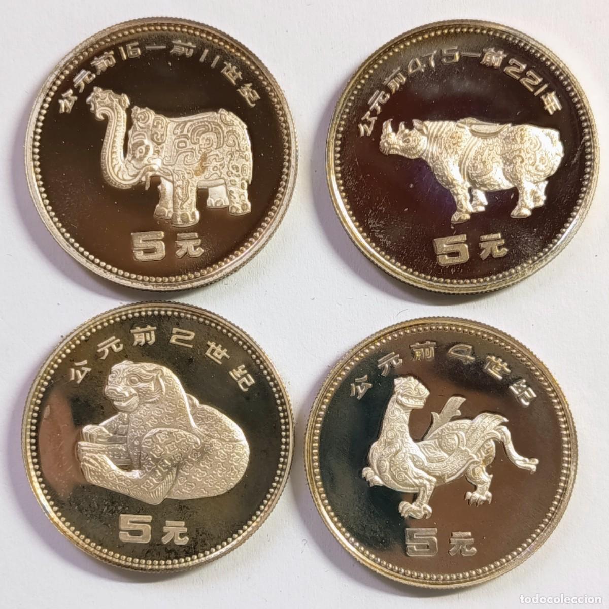 Monedas antiguas de Asia: CHINA. 1r. SET DE &ldquo;HALLAZGOS ARQUEOL&Oacute;GICOS&rdquo;. 4 MONEDAS DE 5 YUAN. PLATA. PROOF. 1990. SOLO 5000 SETS
