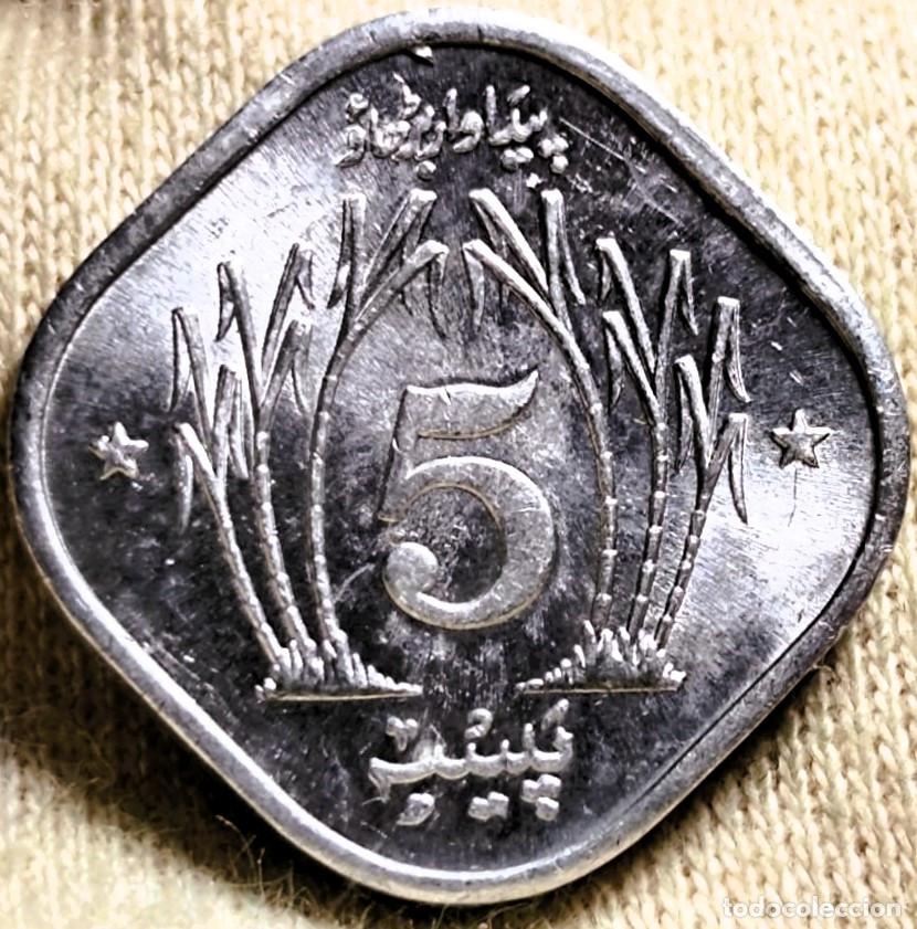 Alte M&uuml;nzen aus Asien: Pakist&aacute;n &ndash; 5 Paisa 1974 &ndash; Sin Circular (SC) &ndash; &ldquo;Creciendo con monumento bajo la inscripci&oacute;n&rdquo; 2415