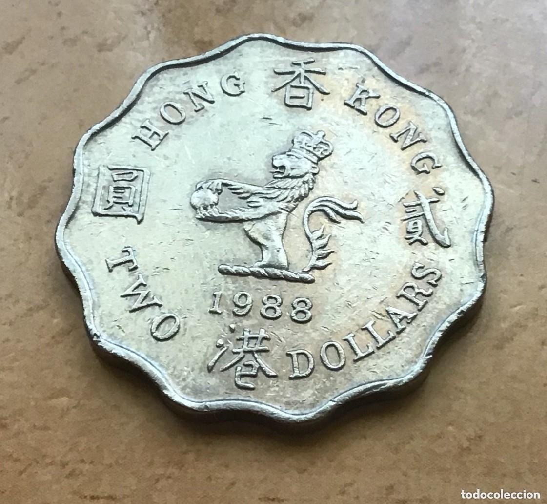 Monedas antiguas de Asia: 2 d&oacute;lares de Hong Kong. A&ntilde;o 1988