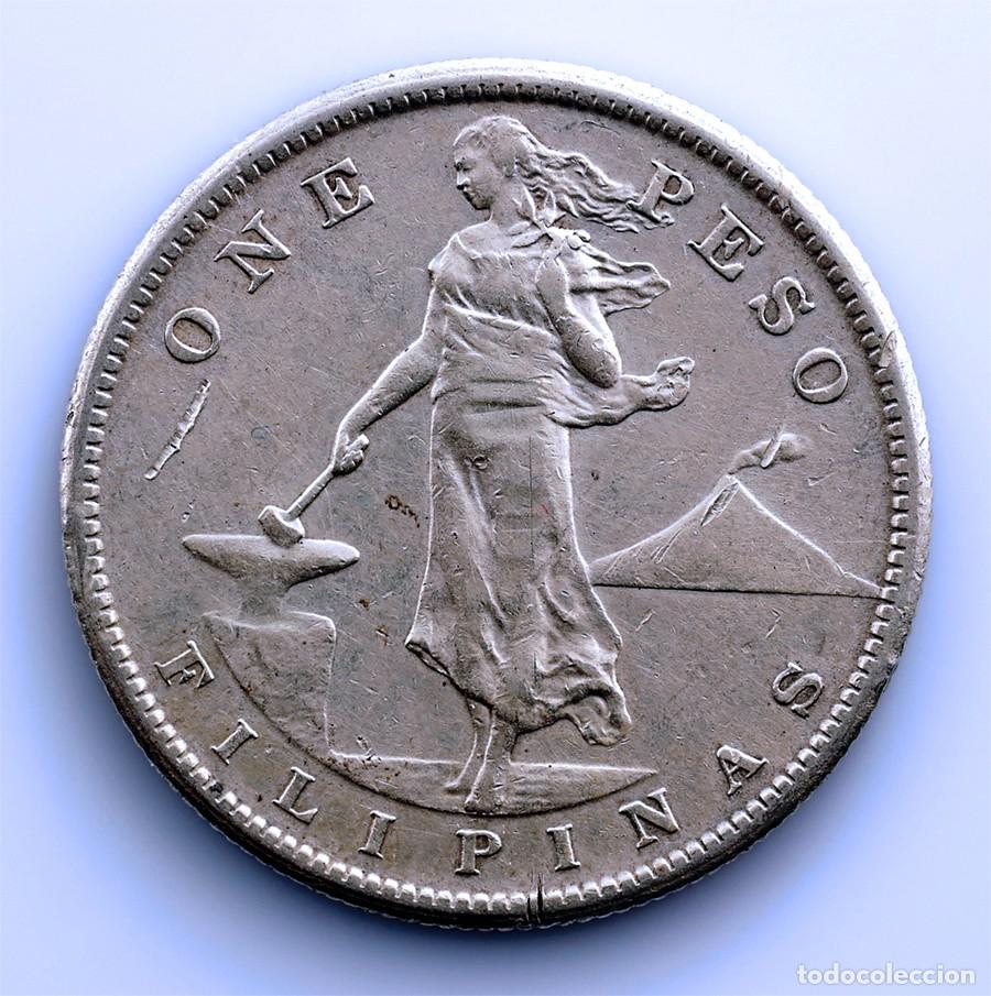 Monedas antiguas de Asia: SC-Filipinas. 1 peso. 1909. San Francisco. EBC-/XF- Plata 19,9 g.