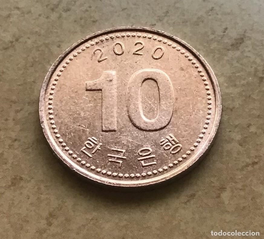 Moedas antigas da &Aacute;sia: 10 won de Corea del Sur. A&ntilde;o 2020
