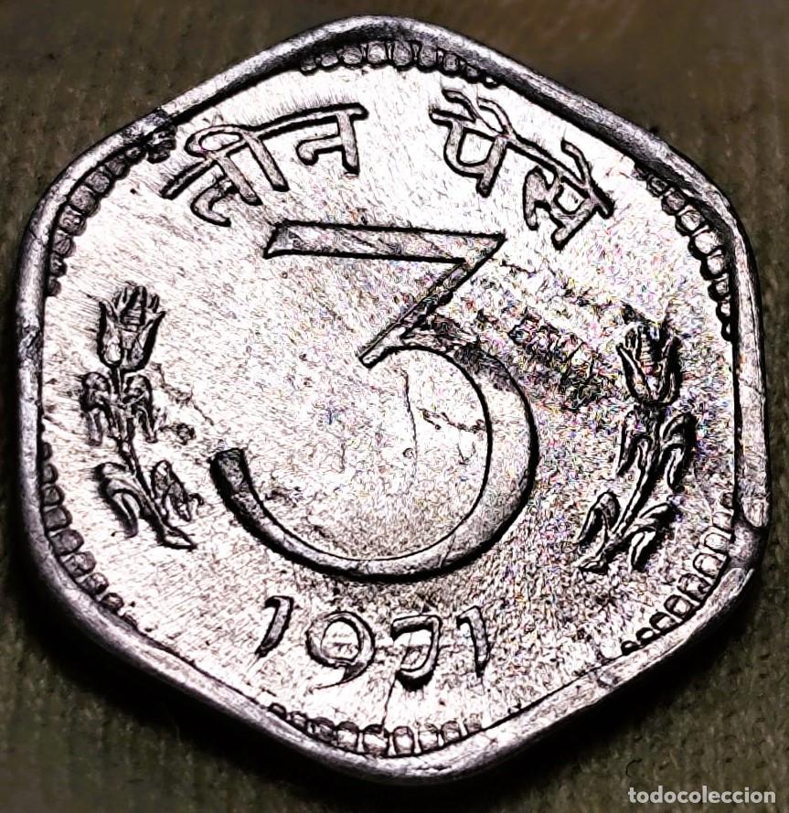 Alte M&uuml;nzen aus Asien: India &ndash; 3 Paisa 1971&ndash; mbc+ &ndash; Lote 2590