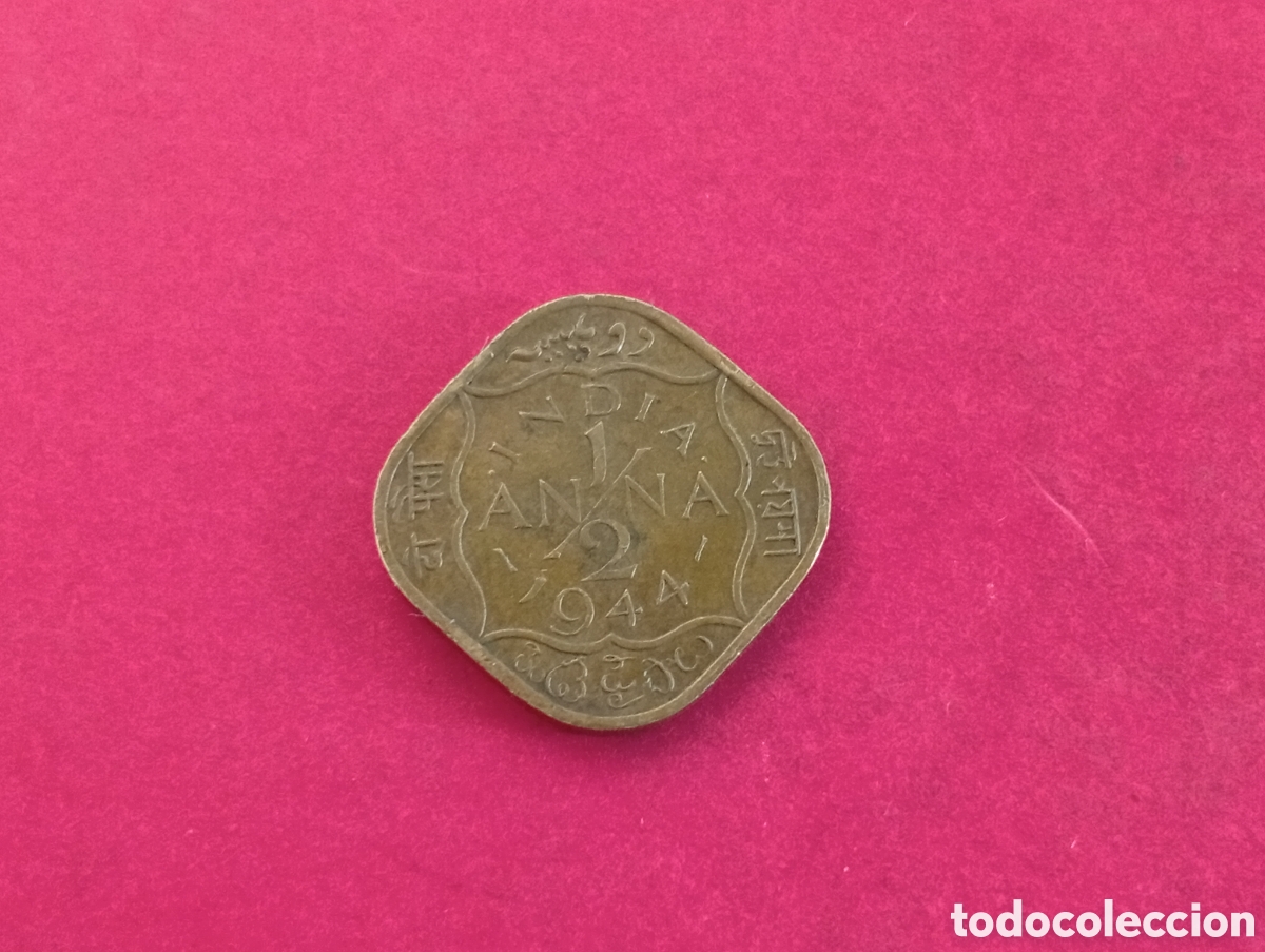 Monedas antiguas de Asia: 1/2 Anna de la India 1944