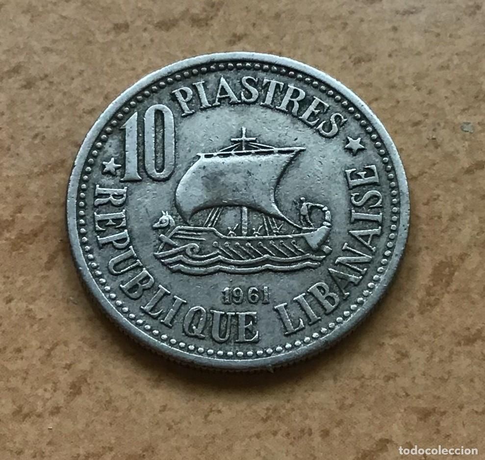 Monedas antiguas de Asia: 10 piastras de L&iacute;bano. A&ntilde;o 1961