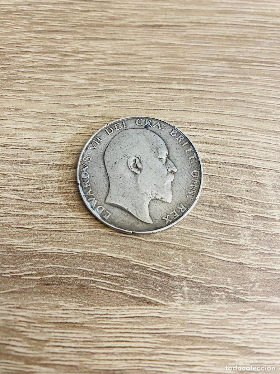 Monedas antiguas de Asia: Moneda Eduardo VII Media Corona 1907 Plata