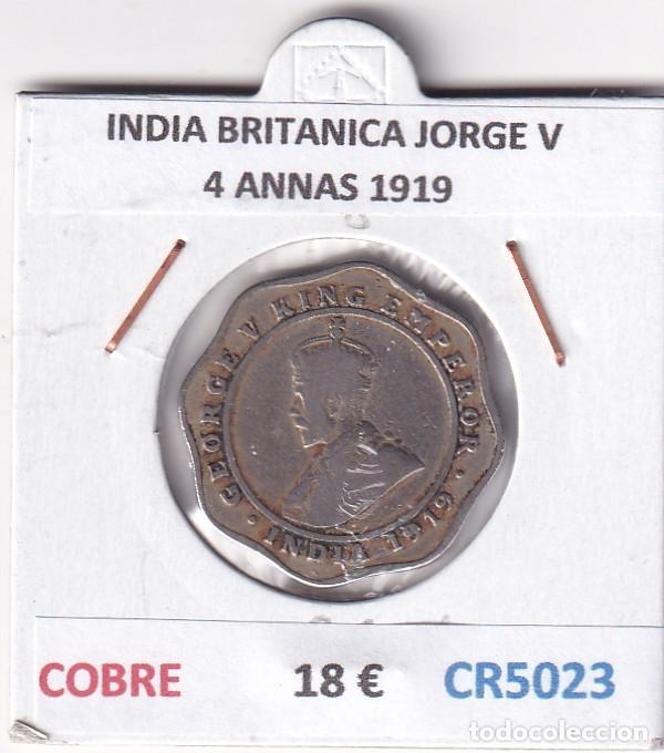 Monedas antiguas de Asia: CR5023 MONEDA INDIA BRITANICA JORGE V 4 ANNAS 1919 COBRE NIQUEL