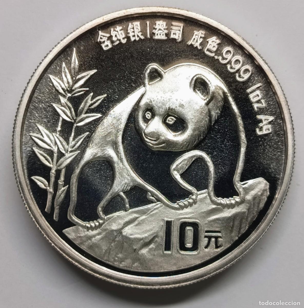 Monedas antiguas de Asia: CHINA. MONEDA DE LA SERIE ANUAL &ldquo;PANDA&rdquo;, DE 10 YUAN. 1990. PLATA ,999.