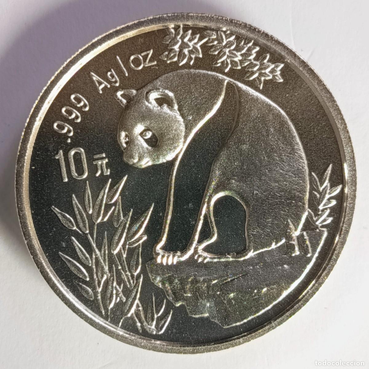 Monedas antiguas de Asia: CHINA. MONEDA DE LA SERIE ANUAL &ldquo;PANDA&rdquo;, DE 10 YUAN. 1993. PLATA ,999.