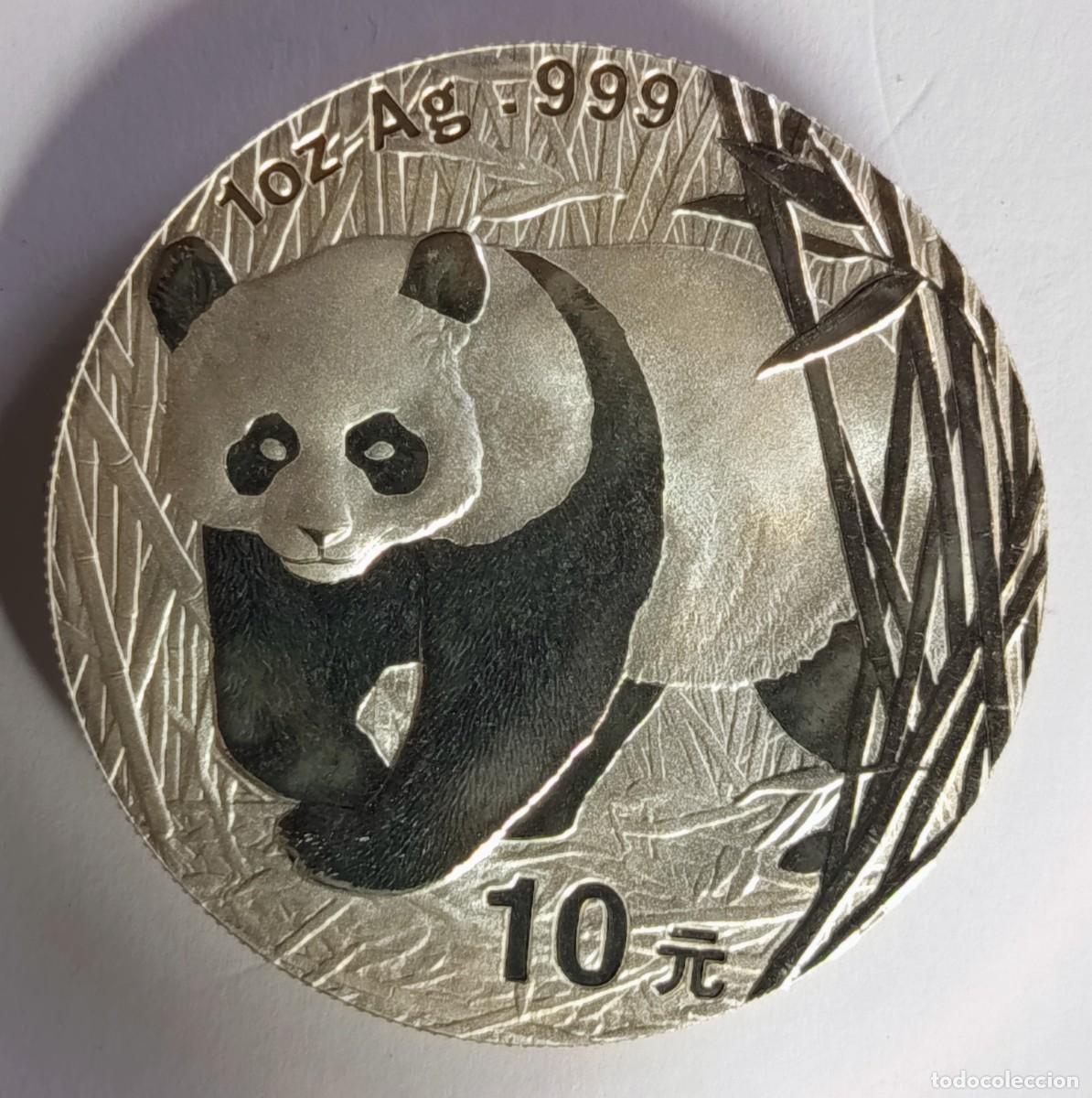 Monedas antiguas de Asia: CHINA. MONEDA DE LA SERIE ANUAL &ldquo;PANDA&rdquo;, DE 10 YUAN. 2001. PLATA ,999.