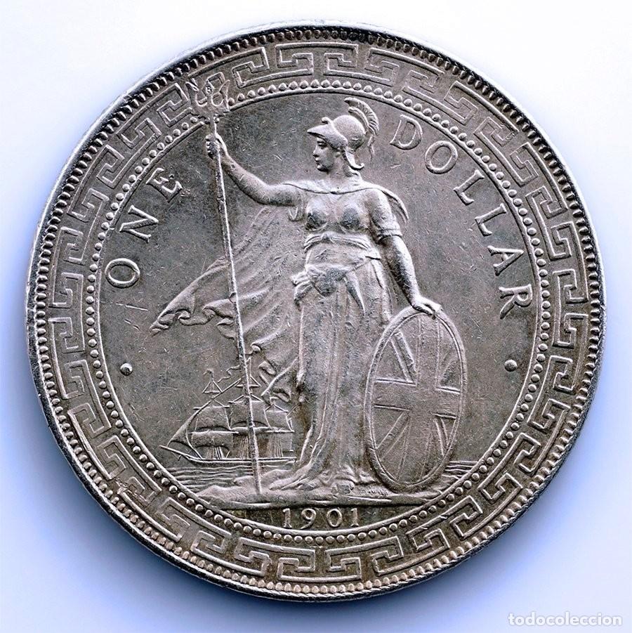 Monedas antiguas de Asia: Gran Breta&ntilde;a-Hong Kong brit&aacute;nica. Dollar Trade 1902 Bombay EBC-/XF- Plata 26,9g