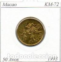 Monedas antiguas de Asia: MACAO 1993, 50 AVOS, KM-72, SC
