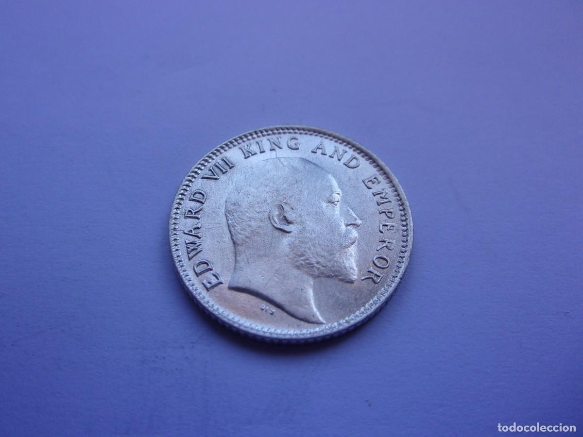 Monedas antiguas de Asia: 74SAY13 British India Edward VII 1907 silver 1/4 rupee