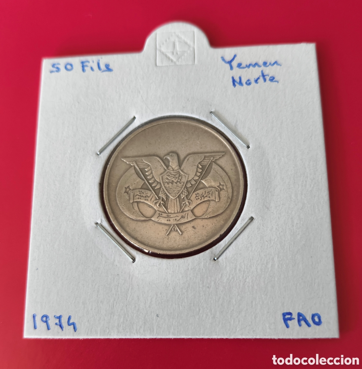 Monedas antiguas de Asia: Moneda Yemen Norte 50 Fils FAO a&ntilde;o 1974