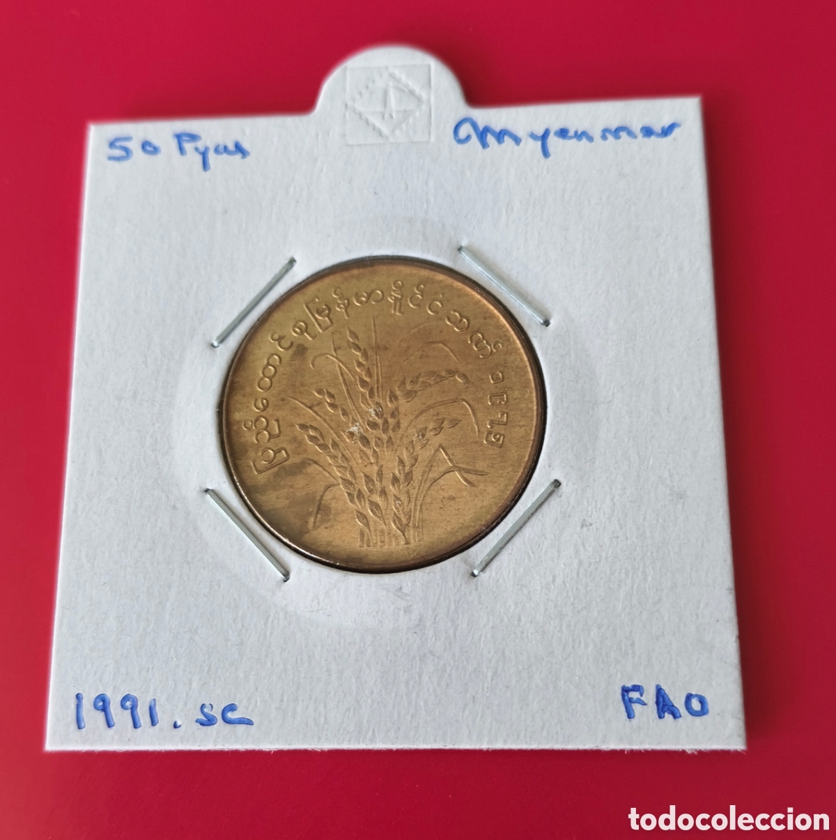 Monedas antiguas de Asia: Moneda 50 Pyas Myanmar a&ntilde;o 1991 SC FAO
