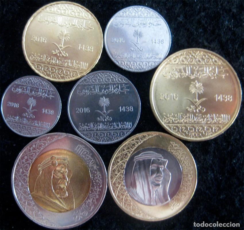 Monedas antiguas de Asia: Arabia Saud&iacute;, Set de 7 monedas (2016): 1, 5, 10, 25, 50 Halalas 1 y 2 Riyals/. Sin Circular.