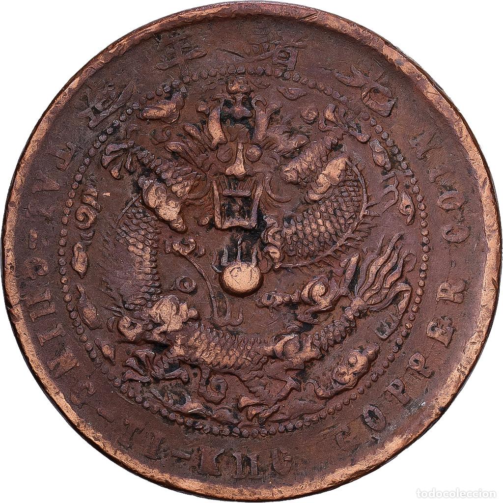Monedas antiguas de Asia: [#1224446] China, KWANGTUNG PROVINCE, Kuang-hs, Cent, 10 Cash, 1908, Cobre, BC+, KM:10r