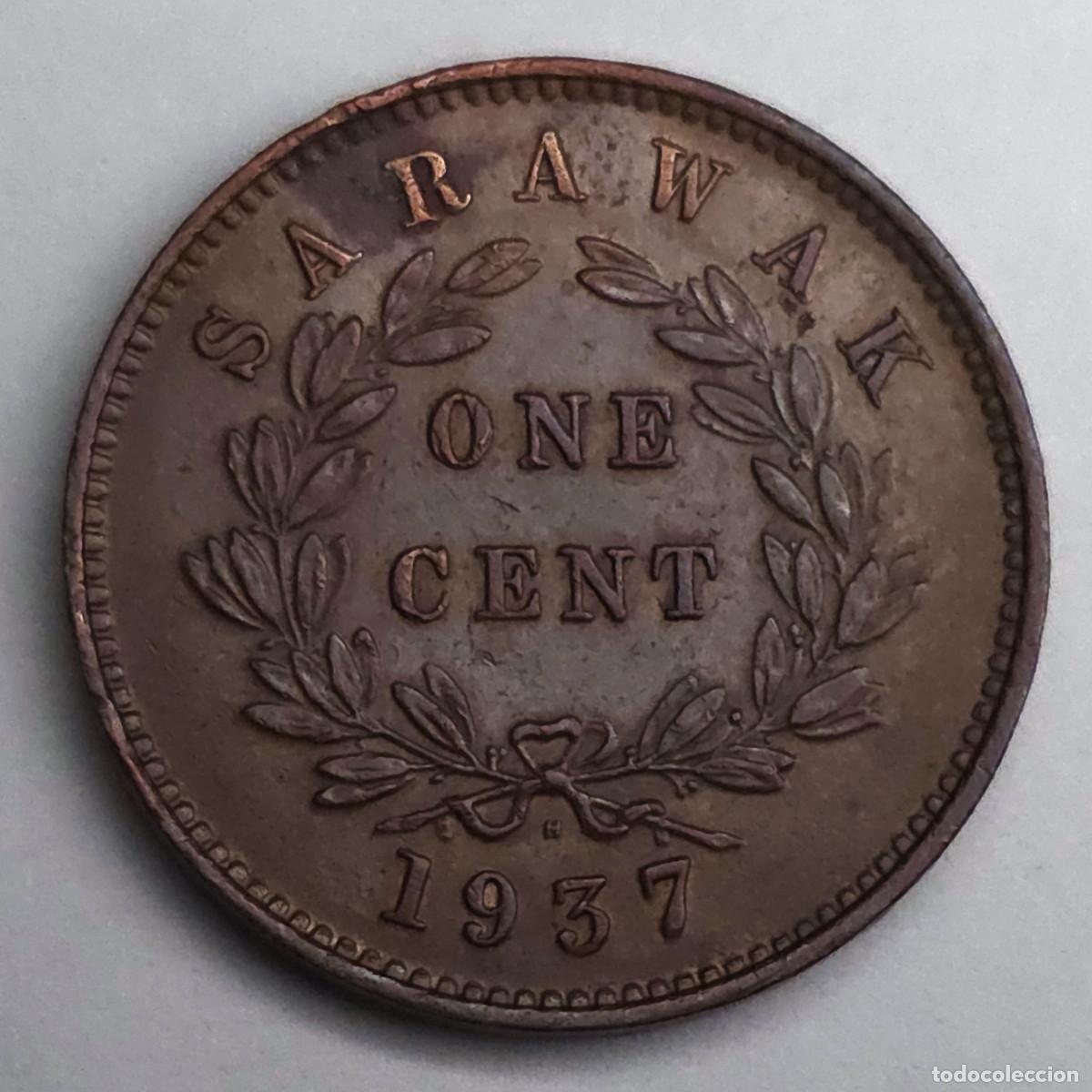 Monedas antiguas de Asia: MONEDA DE SARAWAK ONE CENT 1937 - Foto 2