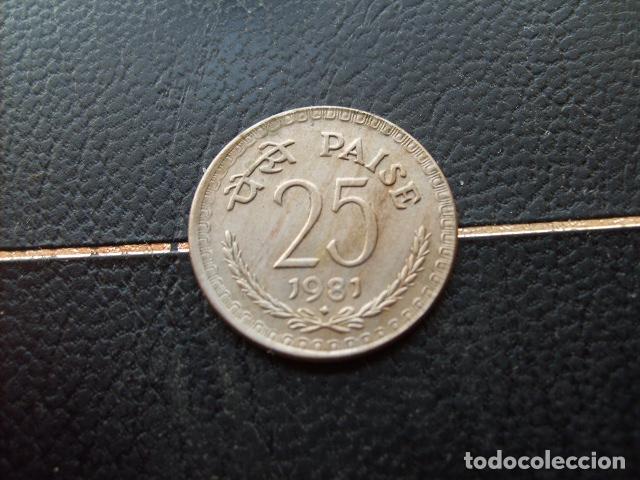 Monedas antiguas de Asia: * INDIA 25 PAISE 1981 DIAMANTE