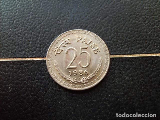 Monedas antiguas de Asia: * INDIA 25 PAISE 1986 DIAMANTE