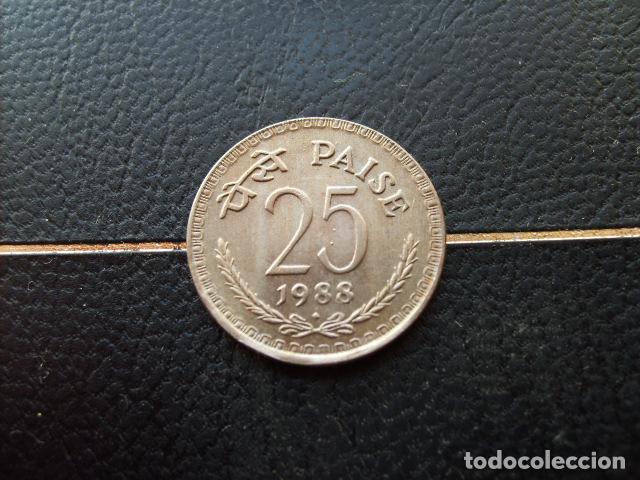 Monedas antiguas de Asia: * INDIA 25 PAISE 1988 DIAMANTE