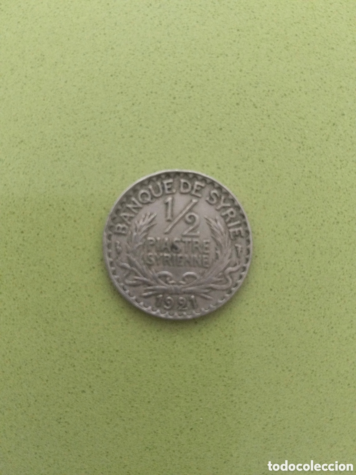 Monedas antiguas de Asia: Rara Moneda Siria 1/2 Piastre 1921 Mandato Franc&eacute;s Banque De Syrie MBC